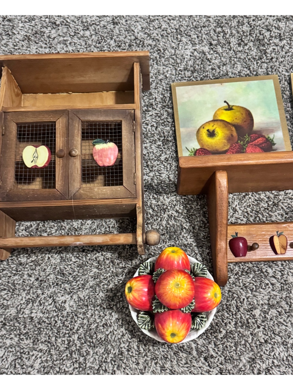 Vintage Apple Kitchen Decor Bundle Rustic Farmhouse Fruit Wall Art